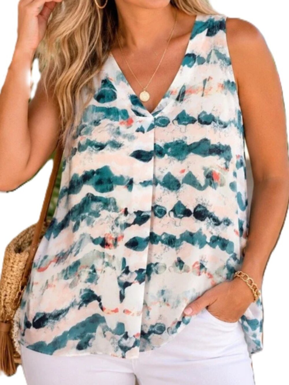 Cabi Gelato Watercolor Sleeveless Top size S
